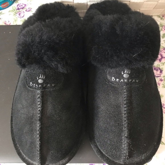 Bear Paw Black Slippers Size 9 Woman’s - Picture 7 of 10